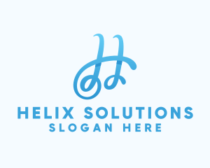 Fancy Blue Letter H logo design