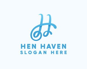 Fancy Blue Letter H logo design