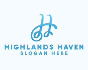 Fancy Blue Letter H logo design