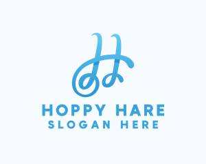 Fancy Blue Letter H logo design