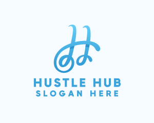 Fancy Blue Letter H logo design