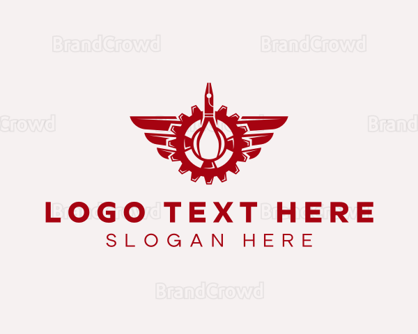 Red Cog Wings Logo