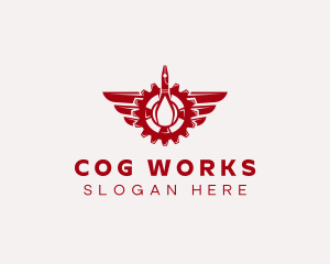 Cog - Red Cog Wings logo design