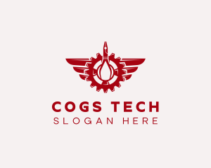 Red Cog Wings logo design