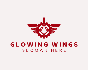 Red Cog Wings logo design