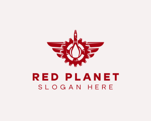 Red Cog Wings logo design