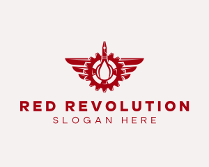 Red Cog Wings logo design