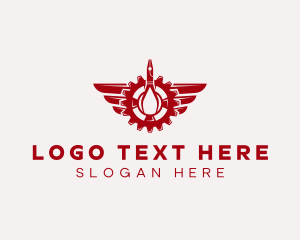 Red - Red Cog Wings logo design