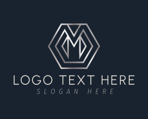 Silver - Business Elegant Hexagon Letter M logo design