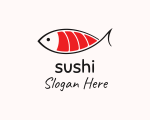 Salmon Sushi Fish  logo design