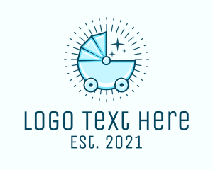 Cradle - Baby Boy Stroller logo design