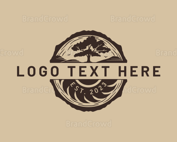 Tree Lumber Sawmill Logo