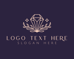 Natural - Diamond Crystal Leaf logo design