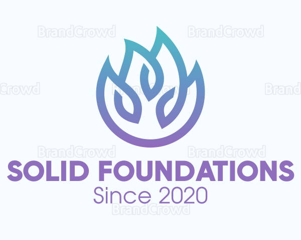 Gradient Blue Flame Outline Logo