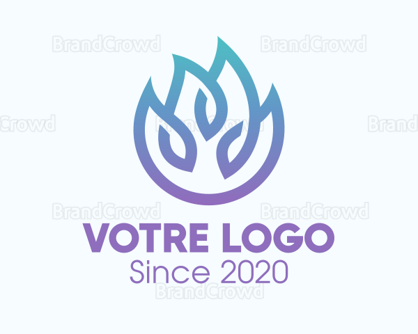 Gradient Blue Flame Outline Logo