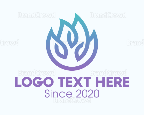 Gradient Blue Flame Outline Logo