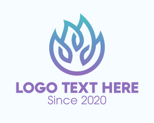 Blue Flower - Gradient Blue Flame Outline logo design