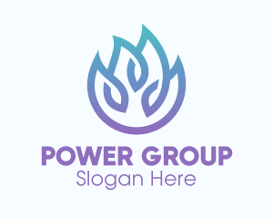Gradient Blue Flame Outline Logo