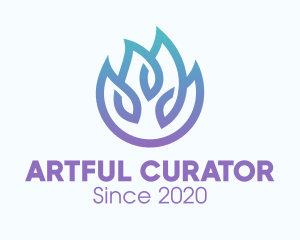 Gradient Blue Flame Outline logo design