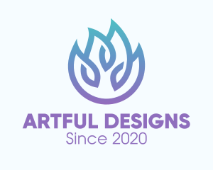 Gradient Blue Flame Outline logo design