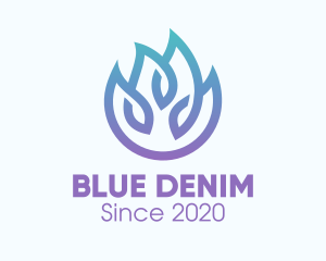 Gradient Blue Flame Outline logo design