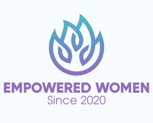 Women - Gradient Blue Flame Outline logo design