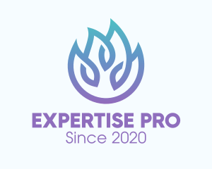 Gradient Blue Flame Outline logo design