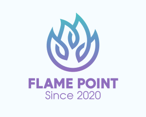 Gradient Blue Flame Outline logo design