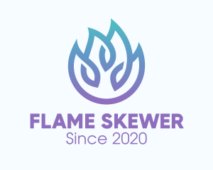 Gradient Blue Flame Outline logo design