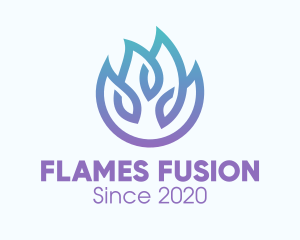 Gradient Blue Flame Outline logo design