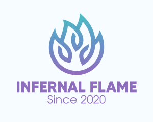 Gradient Blue Flame Outline logo design