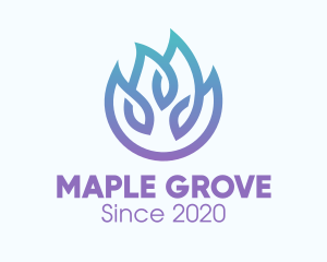 Gradient Blue Flame Outline logo design