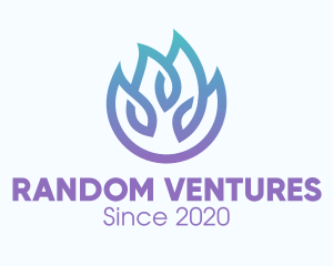 Gradient Blue Flame Outline logo design