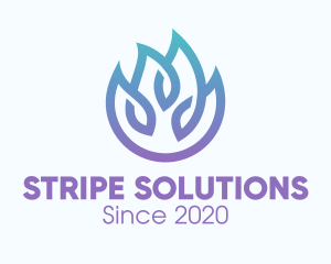 Gradient Blue Flame Outline logo design