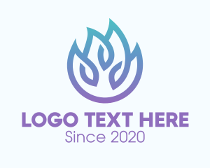 Flame - Gradient Blue Flame Outline logo design