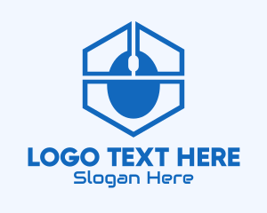 Tech Store - Blue Hexagon Mouse logo design