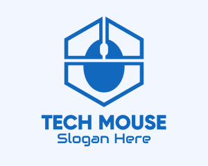 Blue Hexagon Mouse logo design