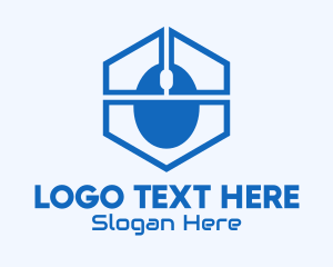 Computer Mouse - Blue Hexagon Mouse logo design