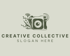 Photo Studio Camera Floral logo design