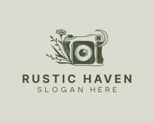 Photo Studio Camera Floral logo design