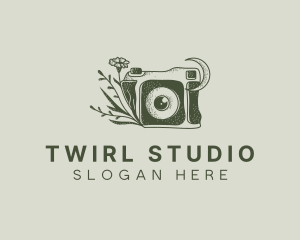 Photo Studio Camera Floral logo design