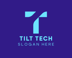 Blue Tech Letter T logo design