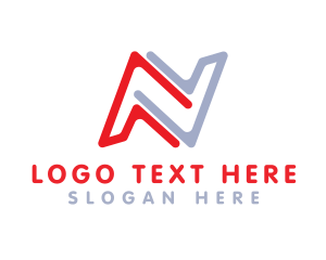 Sharp Red Gray N logo design