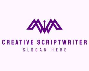 Scriptwriter - Author Pen Letter M logo design