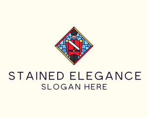 Stained Glass English Soldier logo design