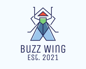 Geometric Fly Insect  logo design