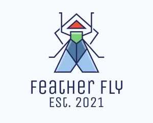 Geometric Fly Insect  logo design