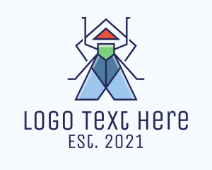 Cockroach - Geometric Fly Insect logo design
