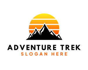 Backpacking - Sunset Mountain Trekking logo design