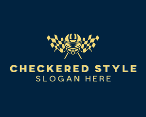 Checkered - Racer Flag Helmet logo design